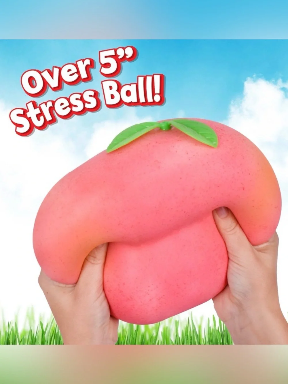 🍑AUTHENTIC Sunny Days Squeeezy Peach Jumbo Squishy Sensory Fidget Toy VIRAL HTF
